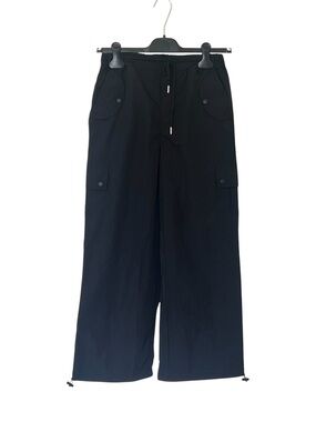 Girls Black Wide Leg Cargo Pants